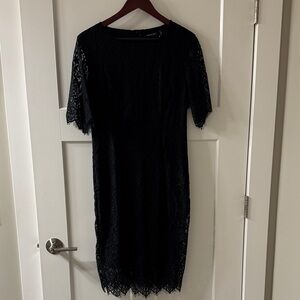 Elegant Black Lace Midi Dress